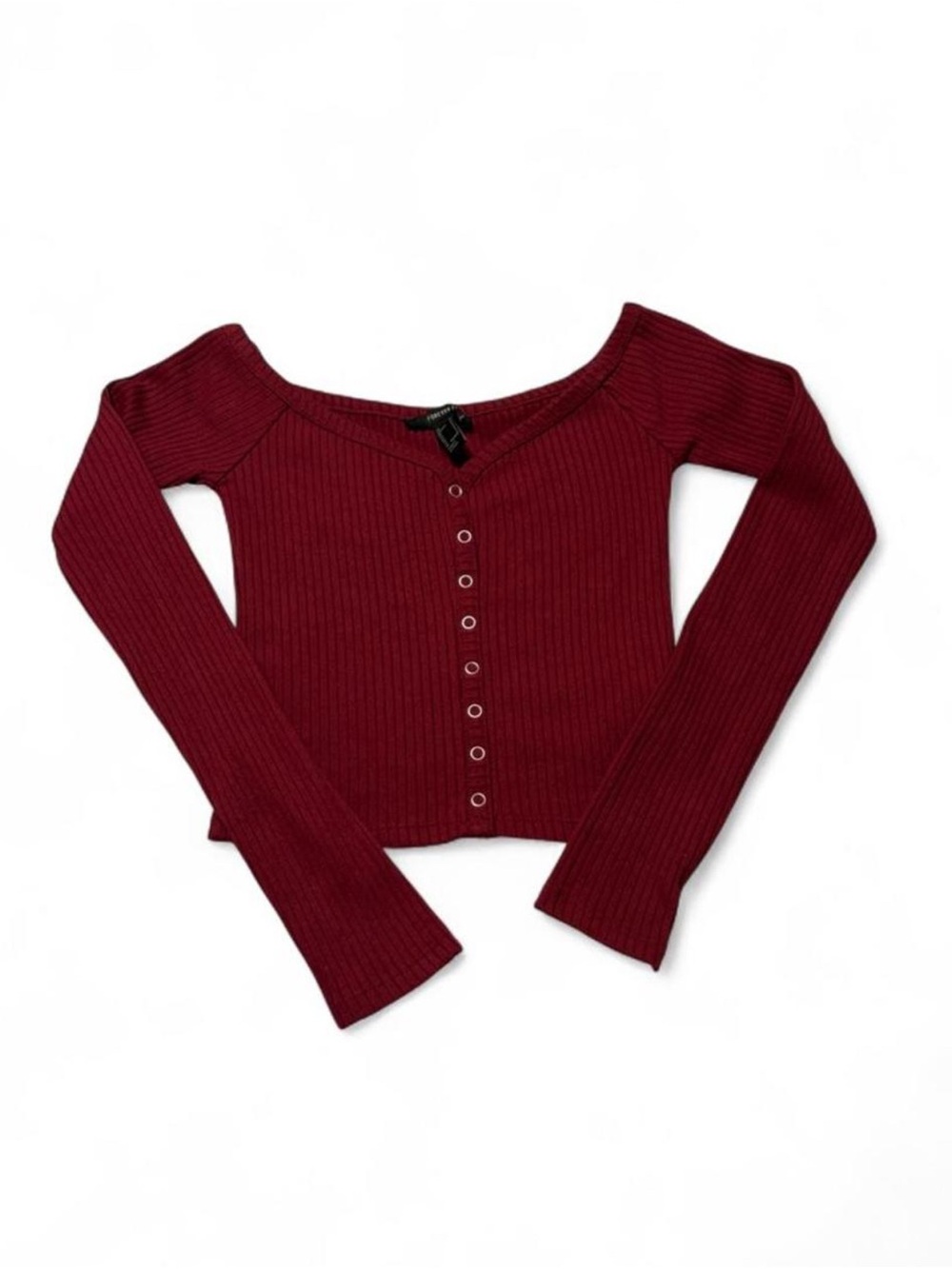 Forever 21 Burgundy Ribbed Long Sleeve Top - Picture 1 of 3
